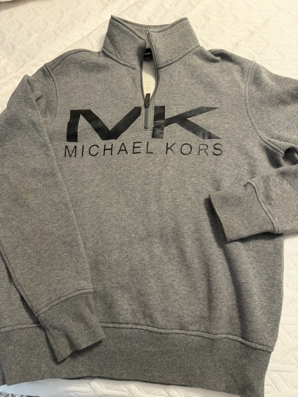 Michael Kors Grey and Black Logo Fleece Pullover